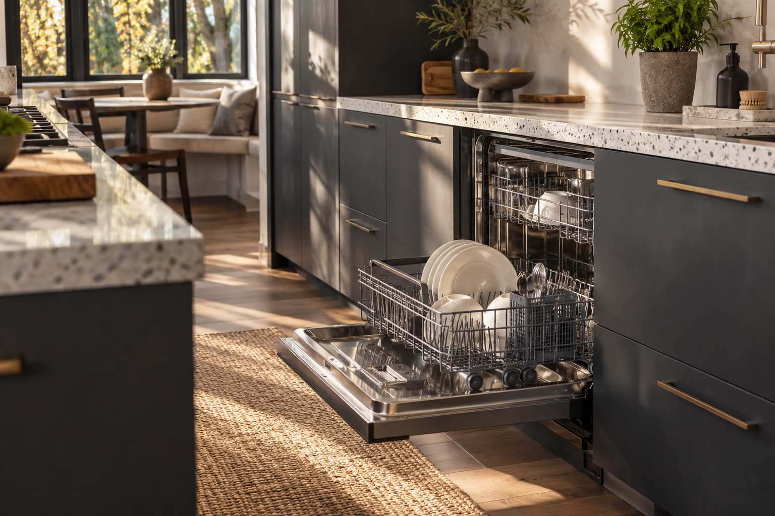 Illustrative Thermador dishwasher in a residential kitchen — AI image for Sub-Zero Repair Riverside