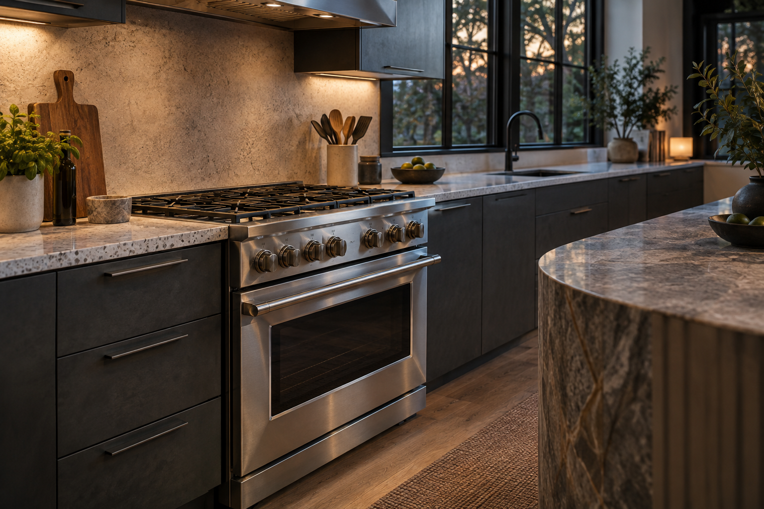 Illustrative Viking range in a residential kitchen — AI image for Sub-Zero Repair Riverside