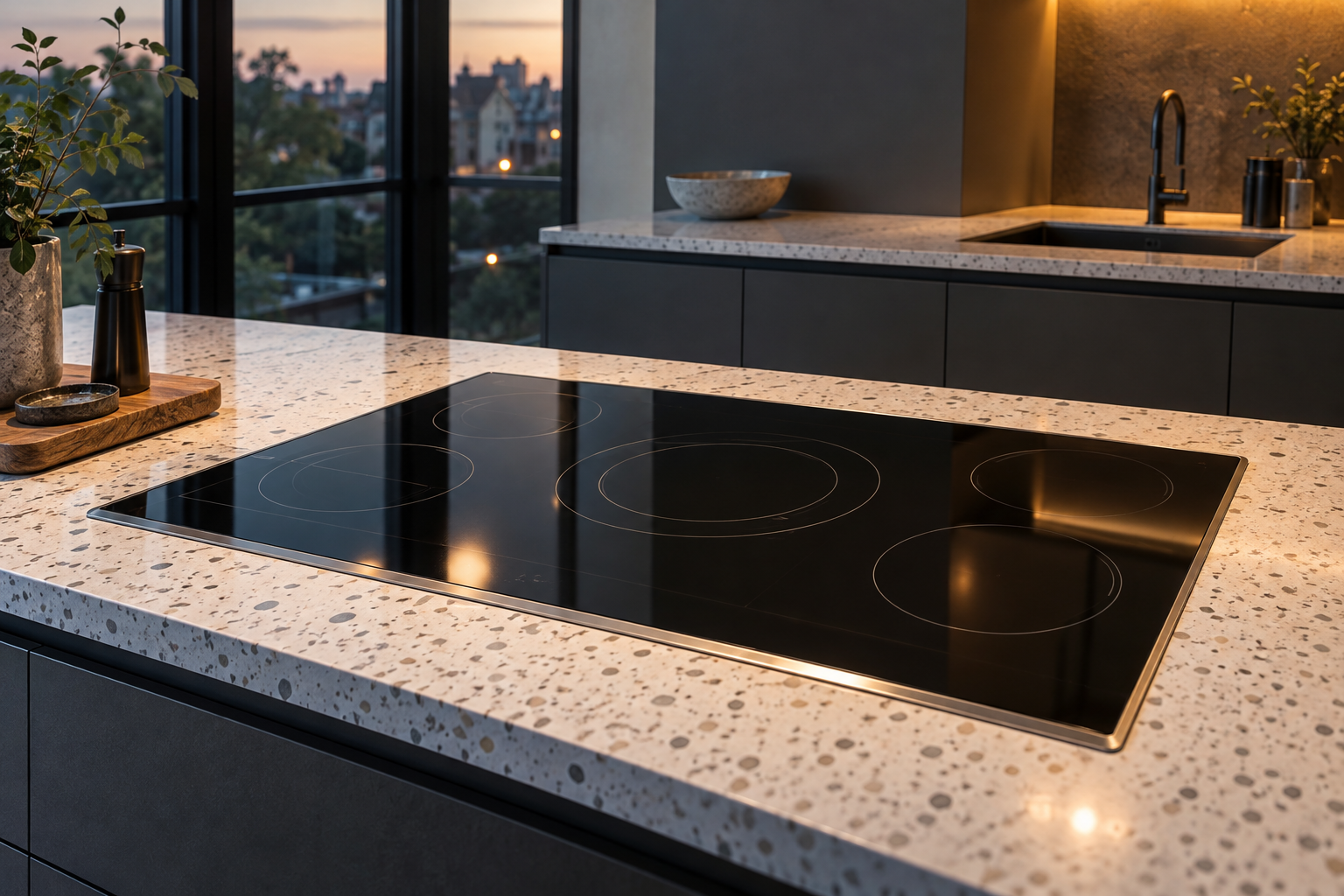Illustrative Wolf cooktop in a residential kitchen — AI image for Sub-Zero Repair Riverside