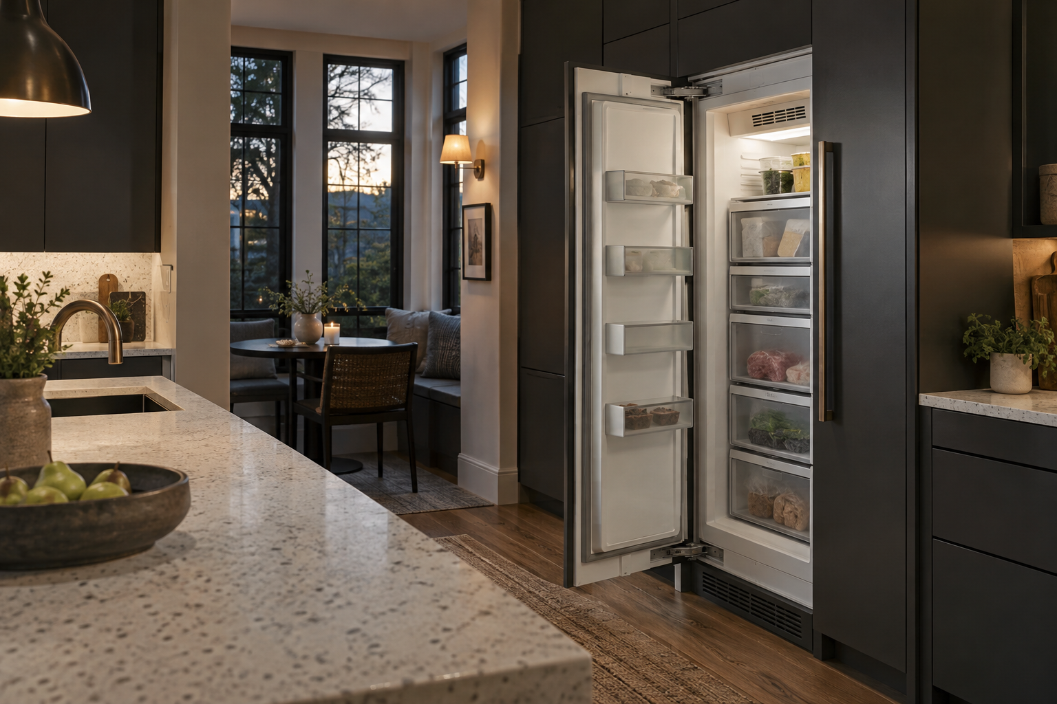 Illustrative Viking freezer in a residential kitchen — AI image for Sub-Zero Repair Riverside