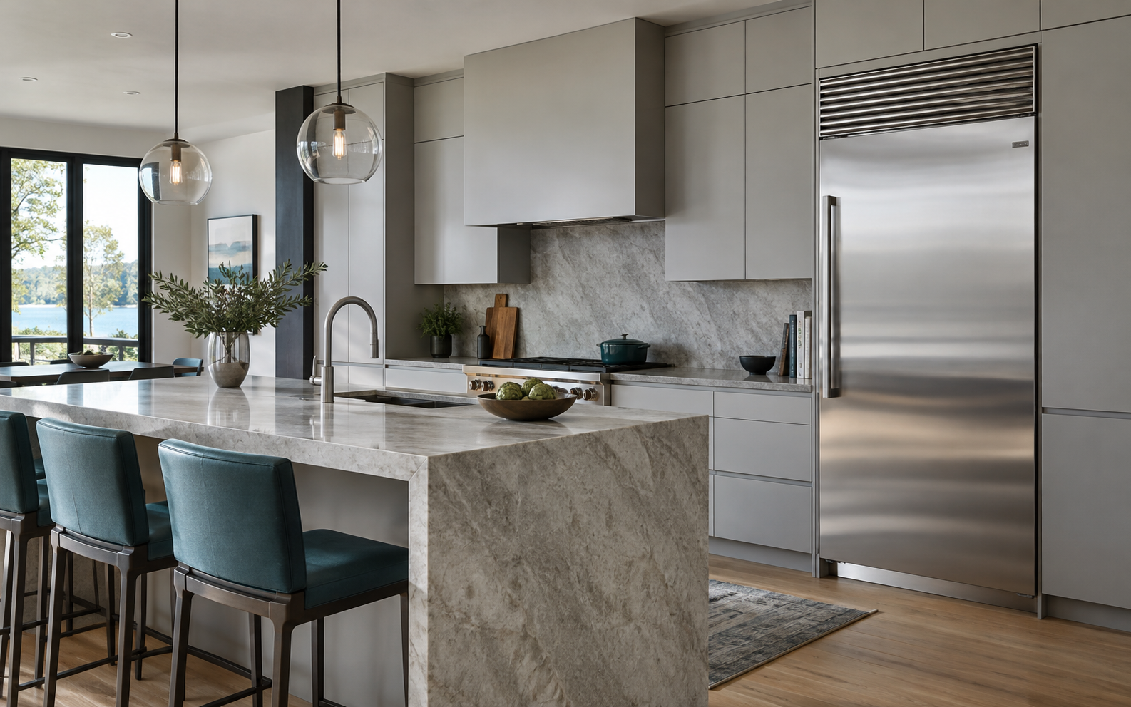 Sub-Zero appliance in a residential kitchen — AI illustration